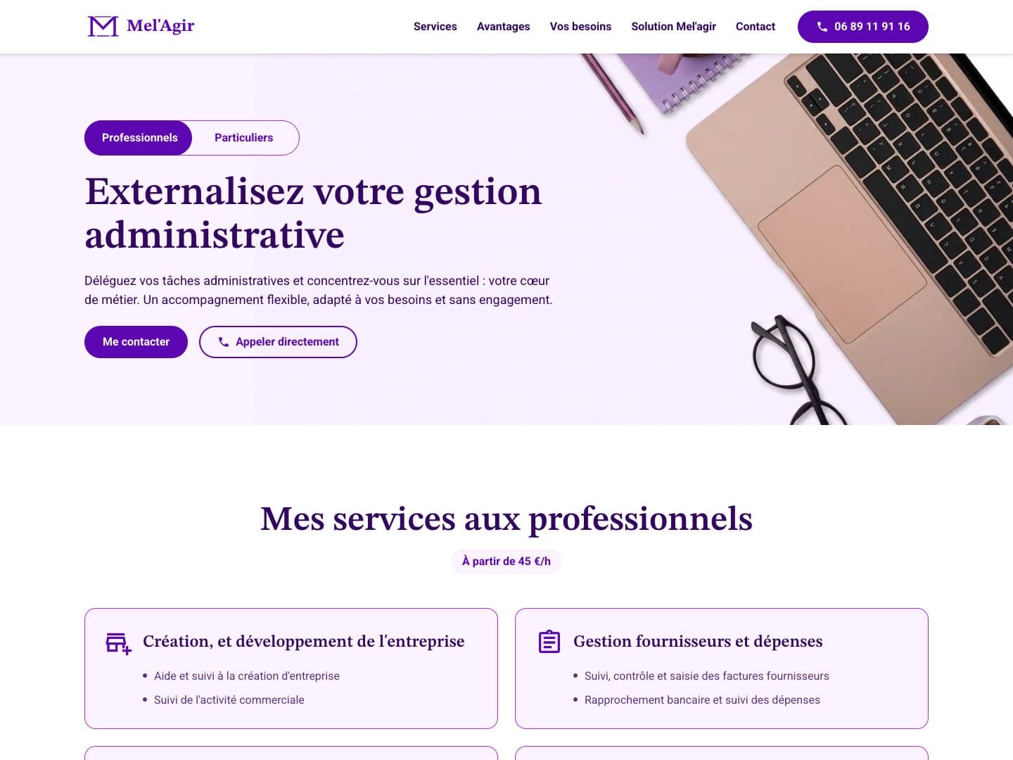 Page d'accueil du site Mel'Agir
